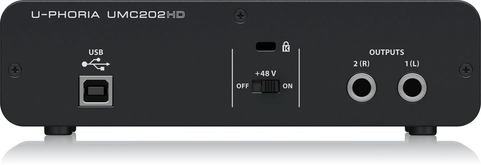 Behringer UMC202HD audio interface (rear)